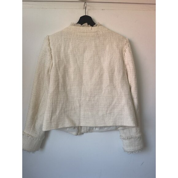 Cinq à Sept Tous Les Jours Keegan Ivory Tweed Fringe Trim Jacket Size 14 Classic - Picture 9 of 11